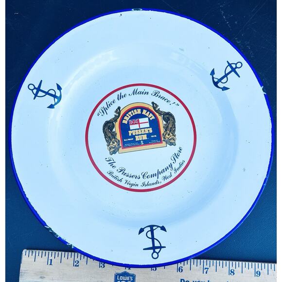 British Navy PUSSER'S RUM Splice The Main Brace Enamel Plate 10" & Mug ENGLAND - Picture 4 of 8